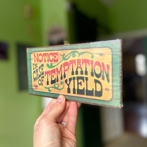 West Silly Western Sign Temptation Yield Wooden Wall Decor Art - Picture 2 of 6